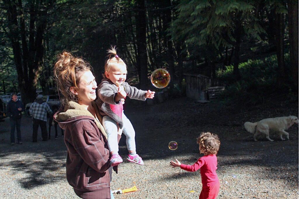 Kids having fun with bubbles
