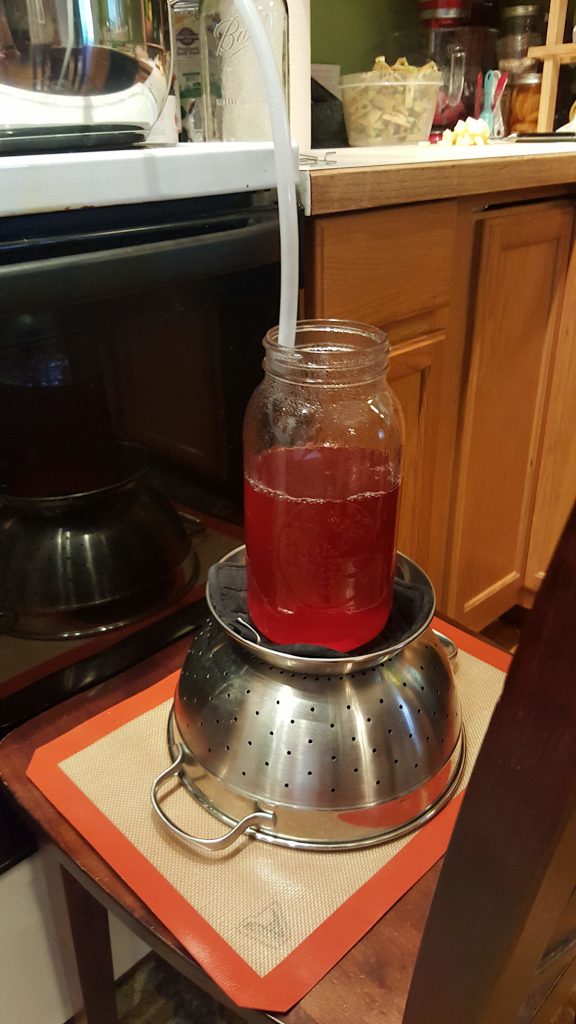 Juice coming out of a steam juicer
