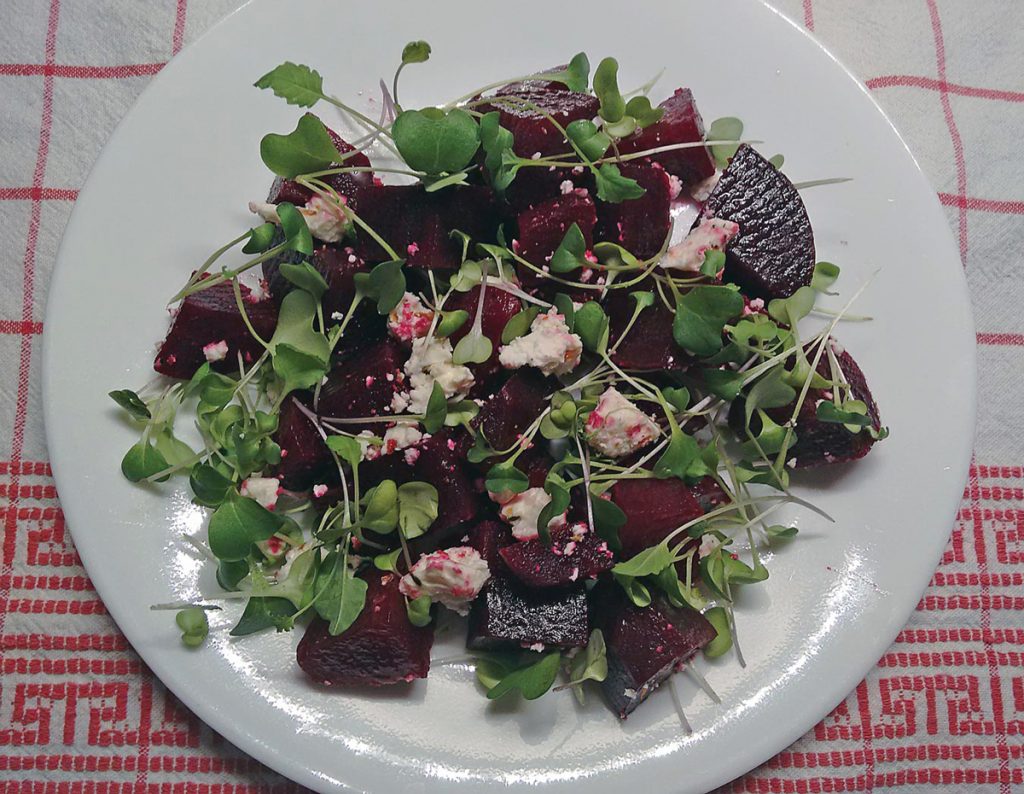 Beet salad and microgreens