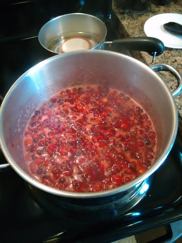 Boiling cranberries